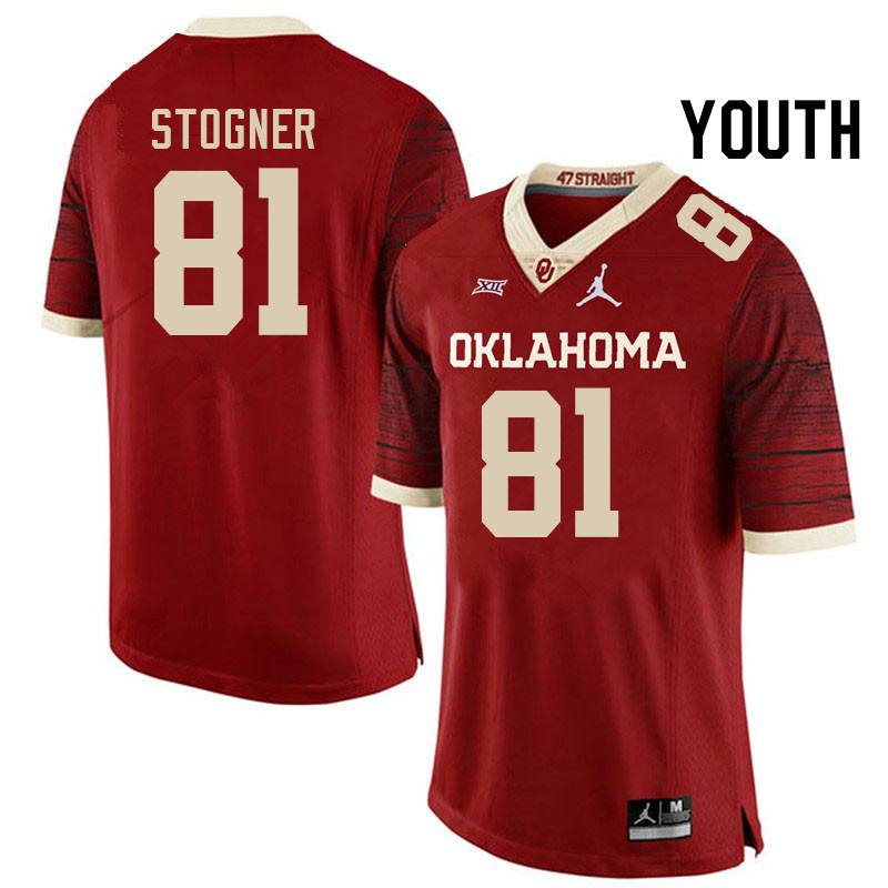 Youth #81 Austin Stogner Oklahoma Sooners College Football Jerseys Stitched-Retro - Click Image to Close